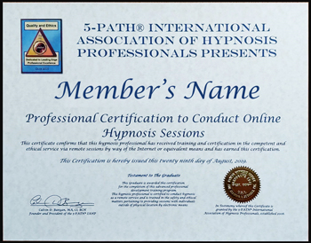 5-PATH® International Association of Hypnosis Professionals Old Certificate